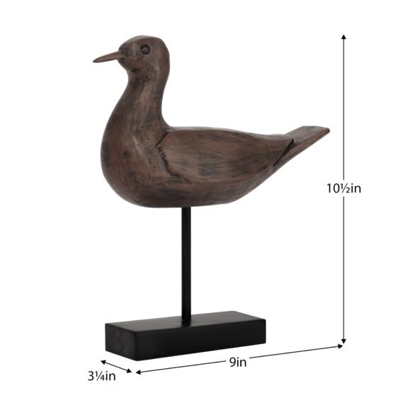 Shore Bird 10.5 Inch Tall Resin Decor Sculpture On Stand - Brown - Image 3