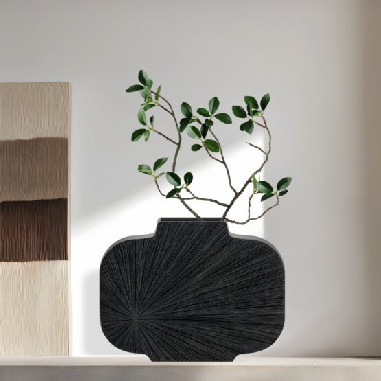 Radiance Wide Double Sided Carved Resin 9.5 Inch Tall Profile Vase - Image 6