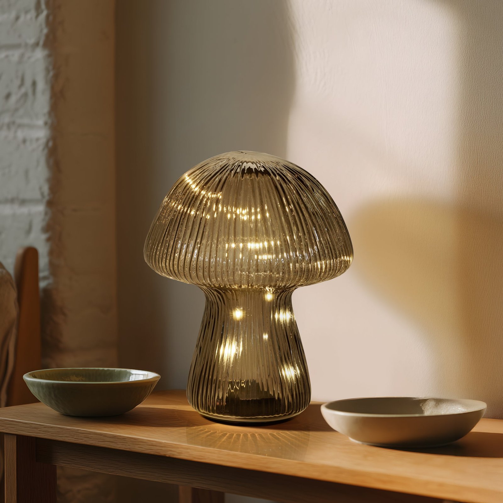 Mushroom 8 inch Tall Glass LED Decor Light - Image 5
