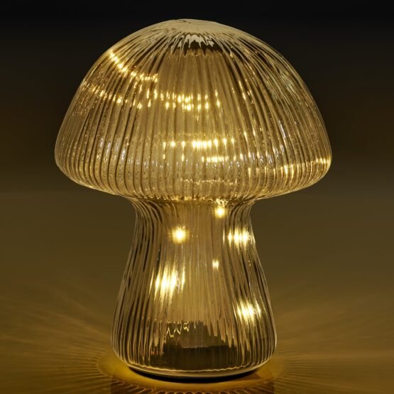 Mushroom 8 inch Tall Glass LED Decor Light