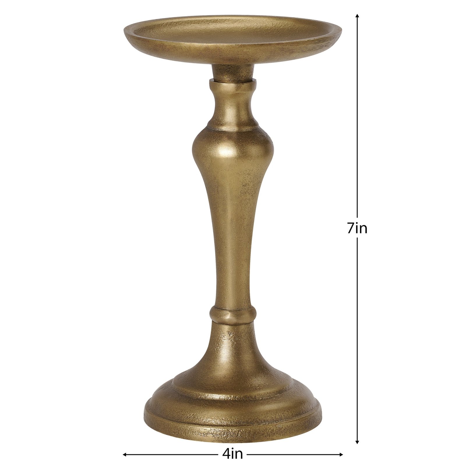 Chapel Antique Brass Nickel Plated Aluminum 7 Inch Tall Pillar Candle Holder - Image 3