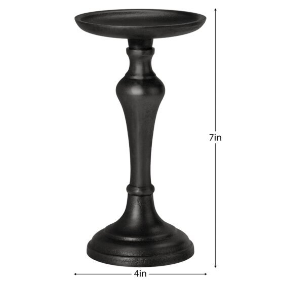Chapel Antique Black Aluminum 7 Inch Tall Pillar Candle Holder - Image 3