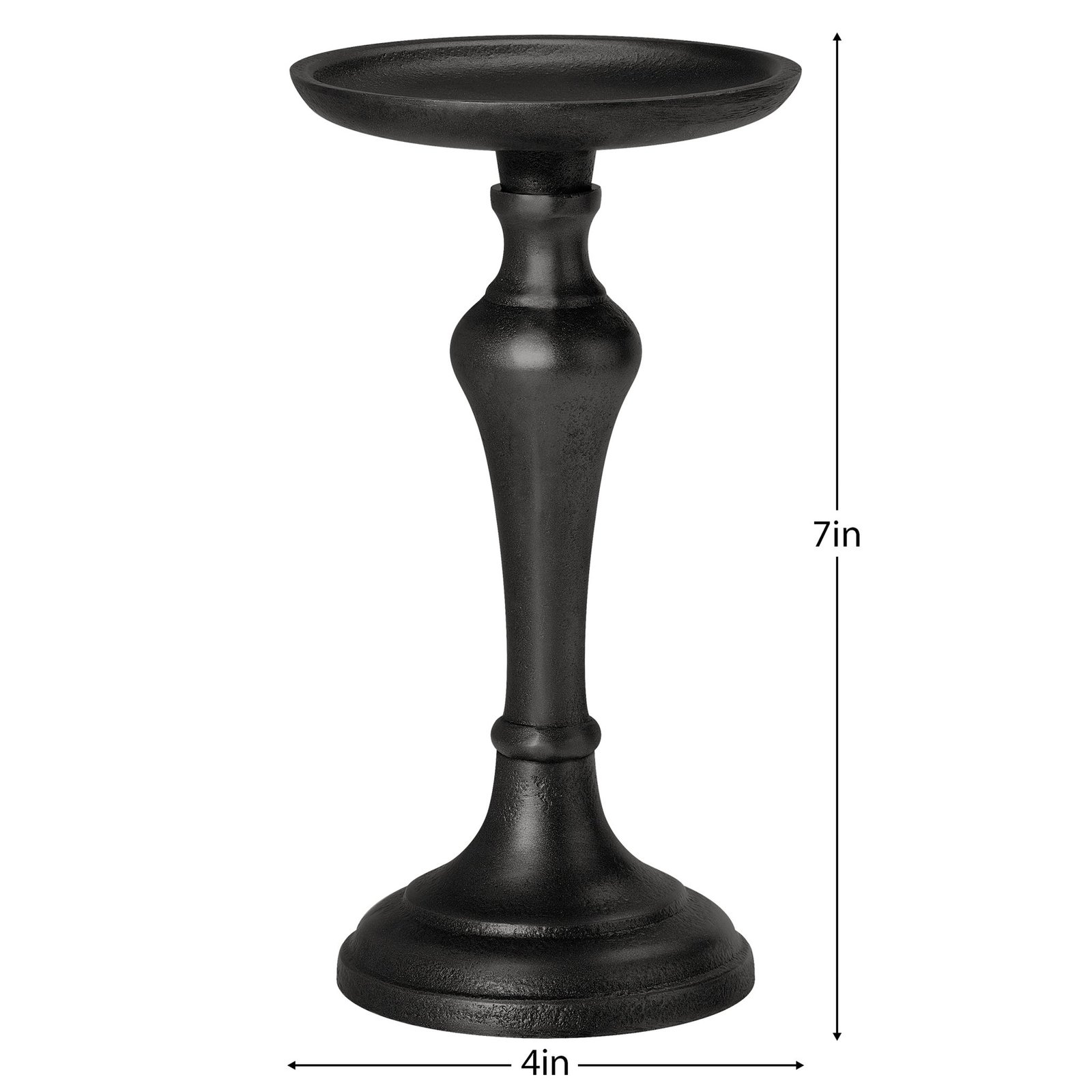Chapel Antique Black Aluminum 7 Inch Tall Pillar Candle Holder - Image 3