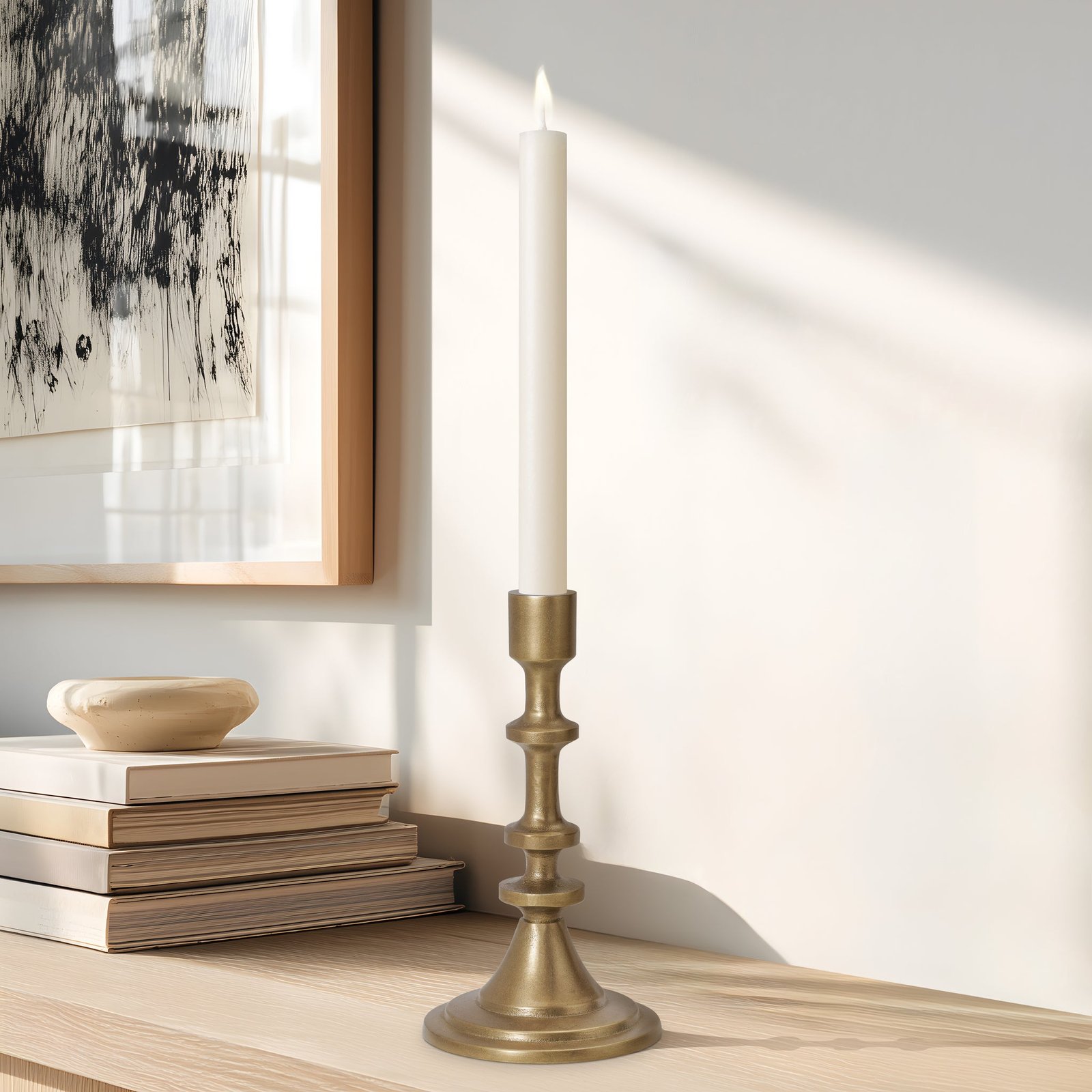 Chapel Antique Brass Nickel Plated Aluminum 8.25 Inch Tall Taper Candle Holder - Image 5
