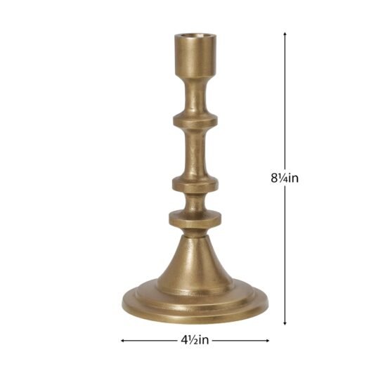 Chapel Antique Brass Nickel Plated Aluminum 8.25 Inch Tall Taper Candle Holder - Image 3