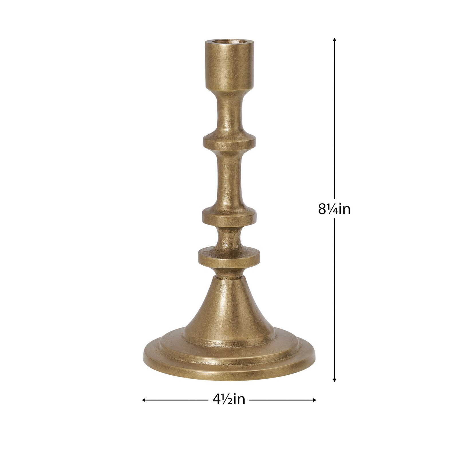 Chapel Antique Brass Nickel Plated Aluminum 8.25 Inch Tall Taper Candle Holder - Image 3