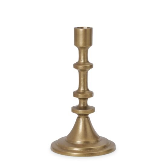 Chapel Antique Brass Nickel Plated Aluminum 8.25 Inch Tall Taper Candle Holder