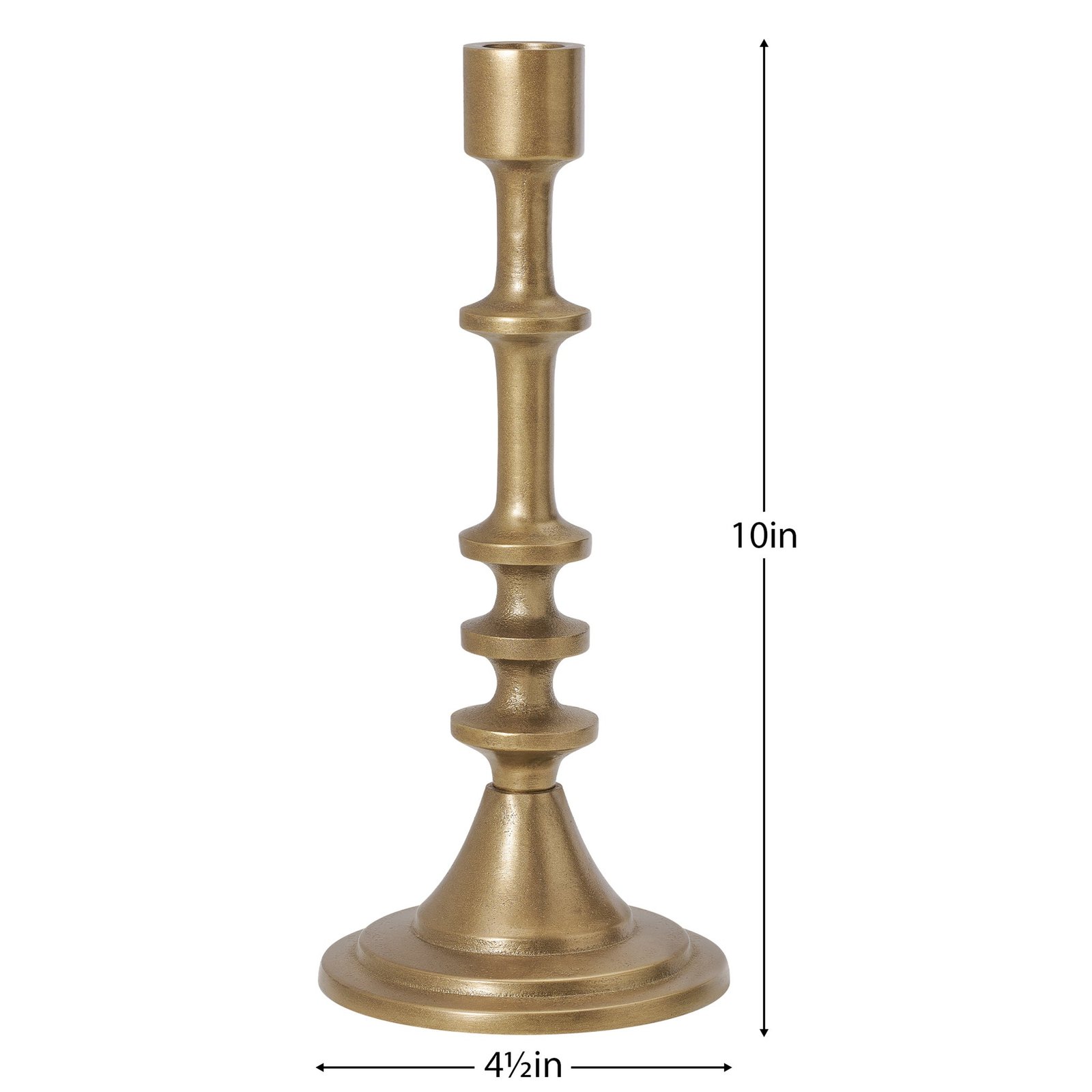 Chapel Antique Brass Nickel Plated Aluminum 10 Inch Tall Taper Candle Holder - Image 3