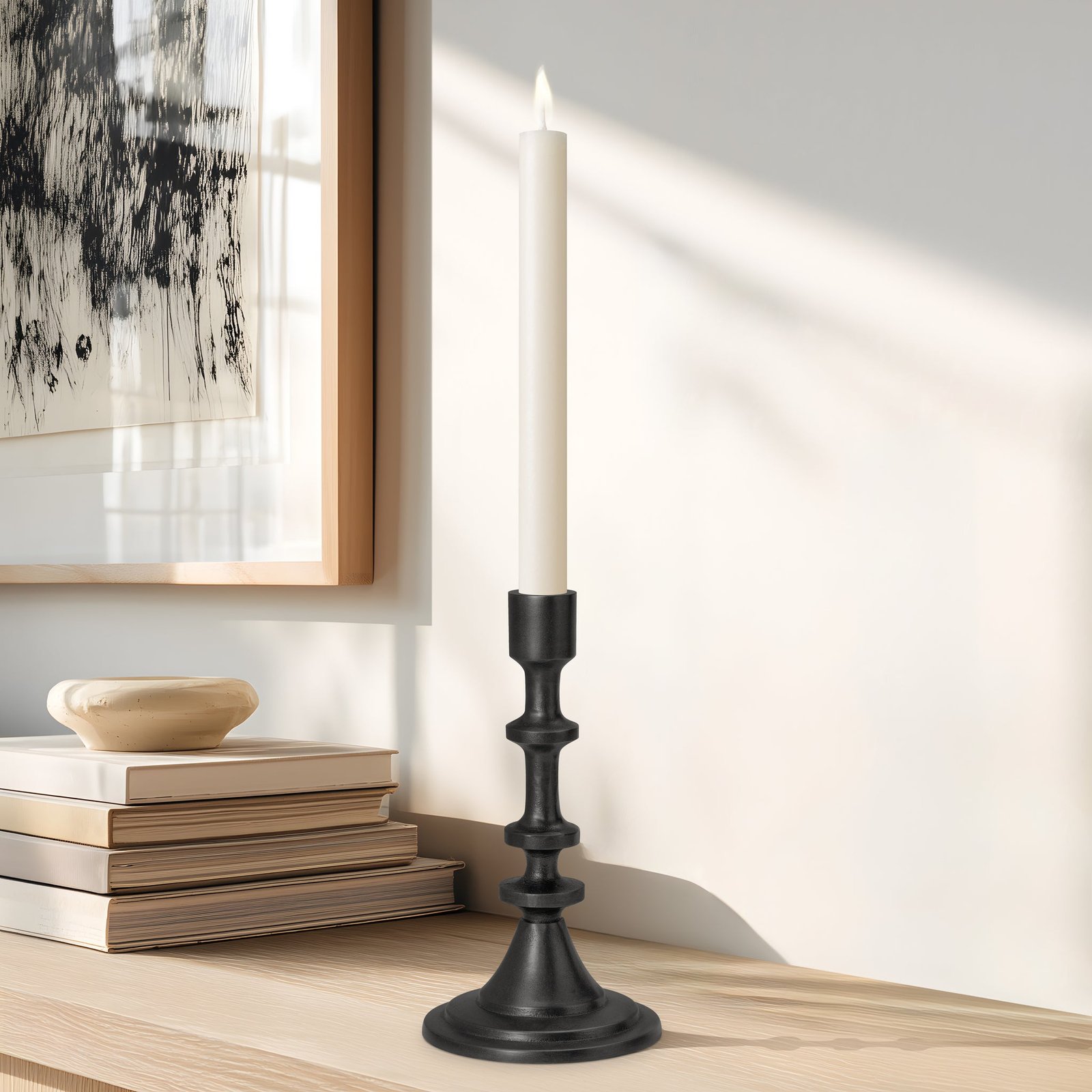 Chapel Antique Black Aluminum 8.25 Inch Tall Taper Candle Holder - Image 5