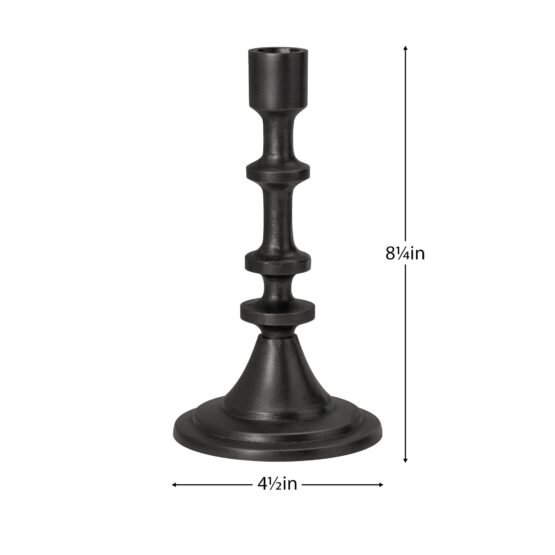 Chapel Antique Black Aluminum 8.25 Inch Tall Taper Candle Holder - Image 3