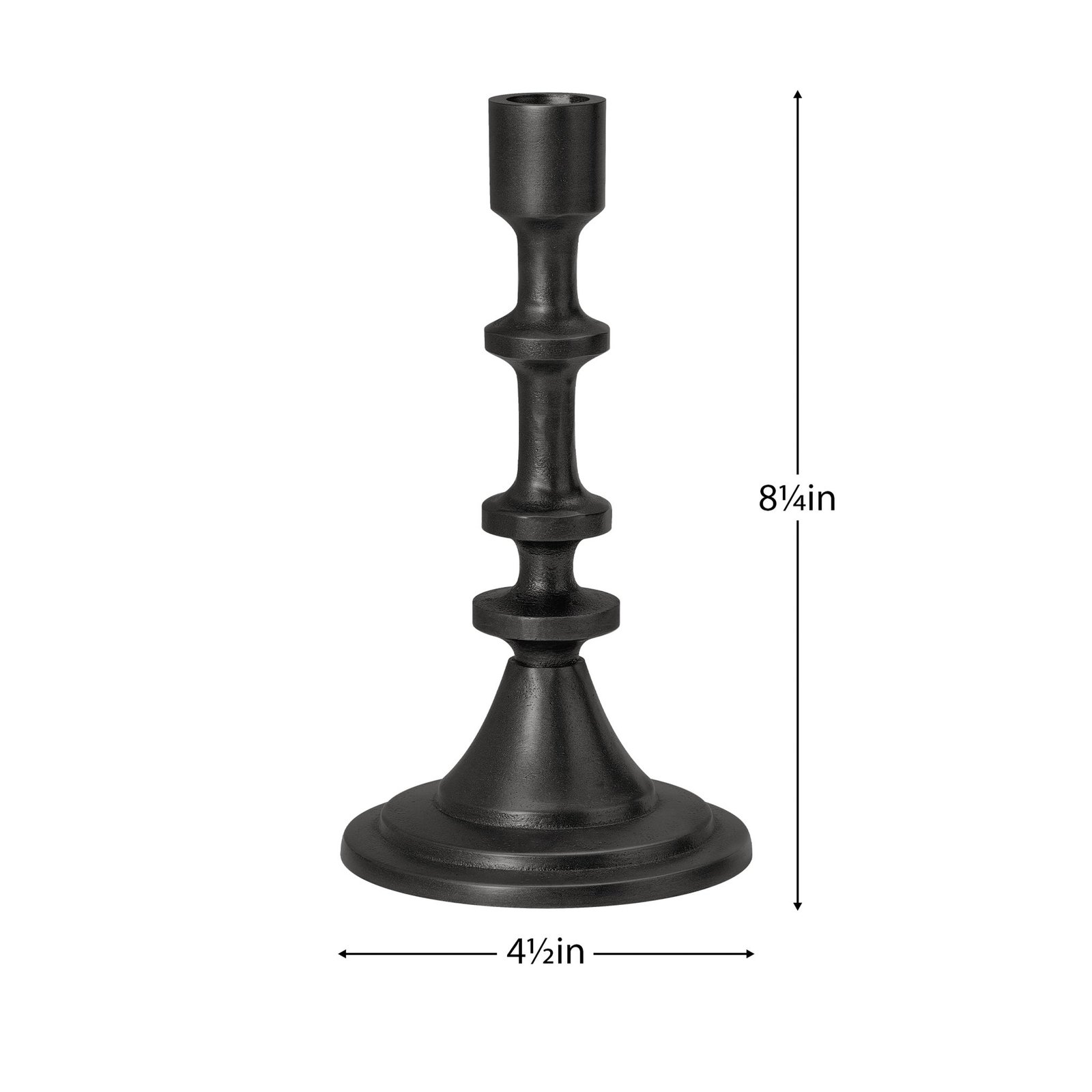 Chapel Antique Black Aluminum 8.25 Inch Tall Taper Candle Holder - Image 3