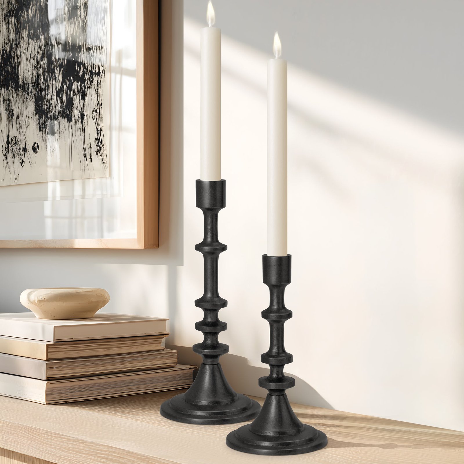 Chapel Antique Black Aluminum 8.25 Inch Tall Taper Candle Holder - Image 4