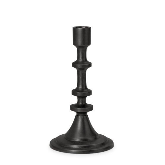 Chapel Antique Black Aluminum 8.25 Inch Tall Taper Candle Holder