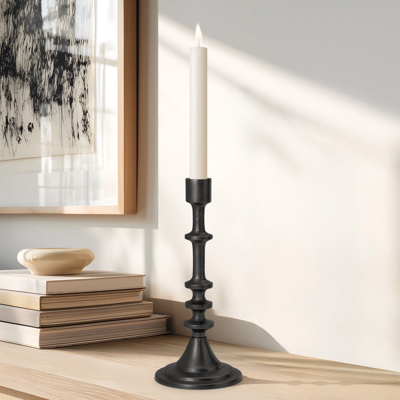 Chapel Antique Black Aluminum 10 Inch Tall Taper Candle Holder - Image 5