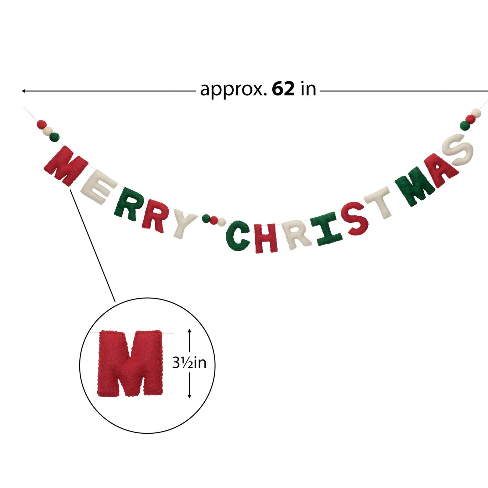 MODWOOL Felt 62 inch Garland - Merry Christmas - Image 3