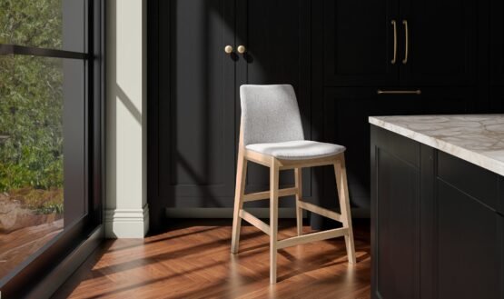 DECO OAK COUNTER STOOL LIGHT GREY WALNUT - Image 2