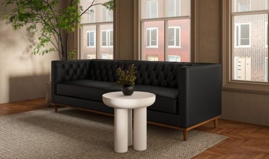 FIELDER SOFA BLACK LEATHER OYSTER - Image 3