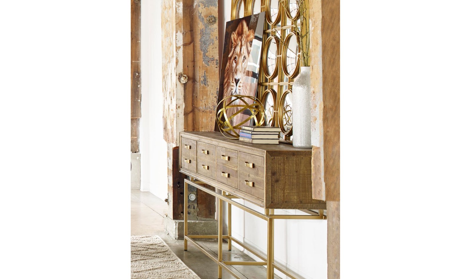 ANNECY CONSOLE TABLE NATURAL ANTIQUE COPPER - Image 3