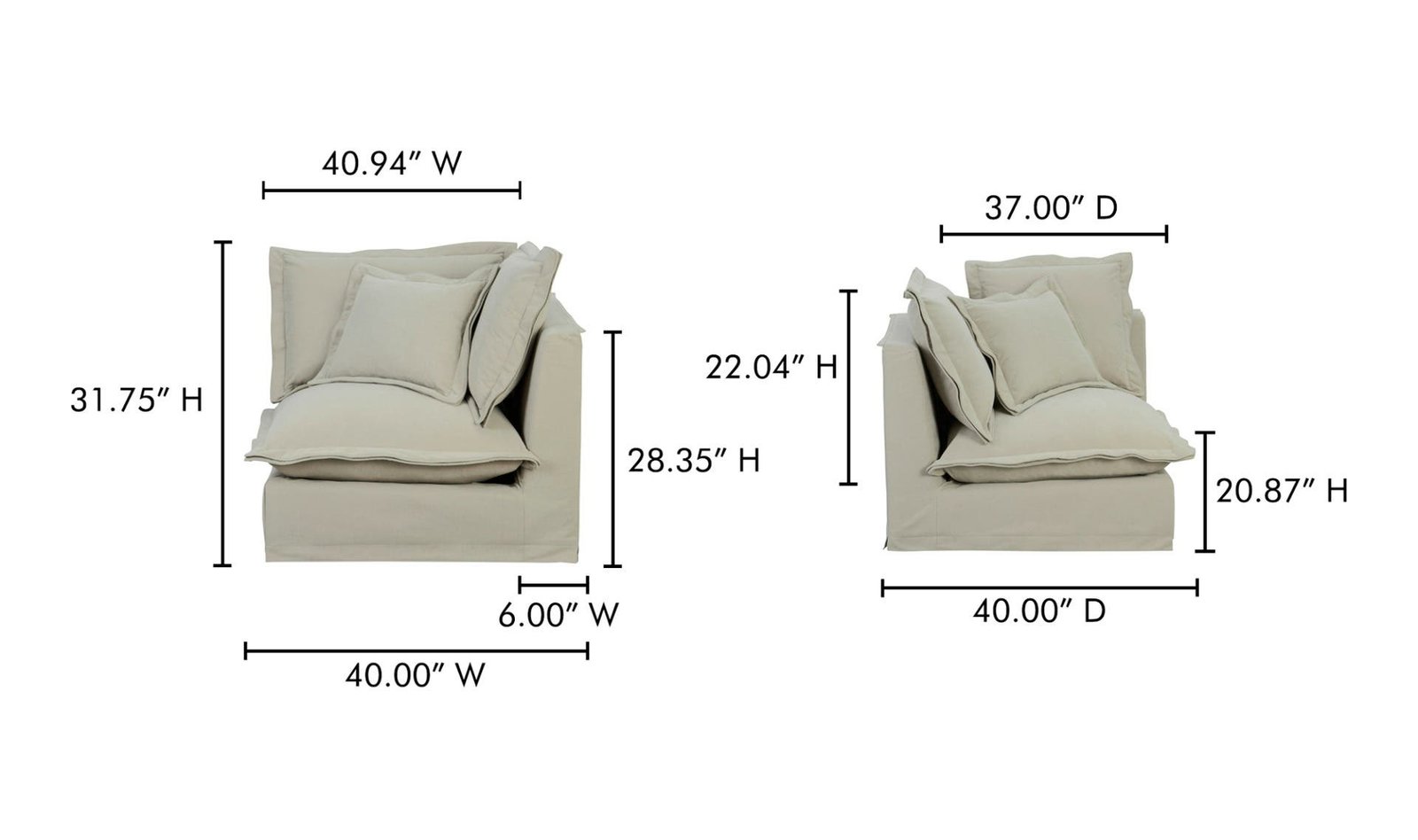 OLIVIA CORNER CHAIR SAND WHITE - Image 6