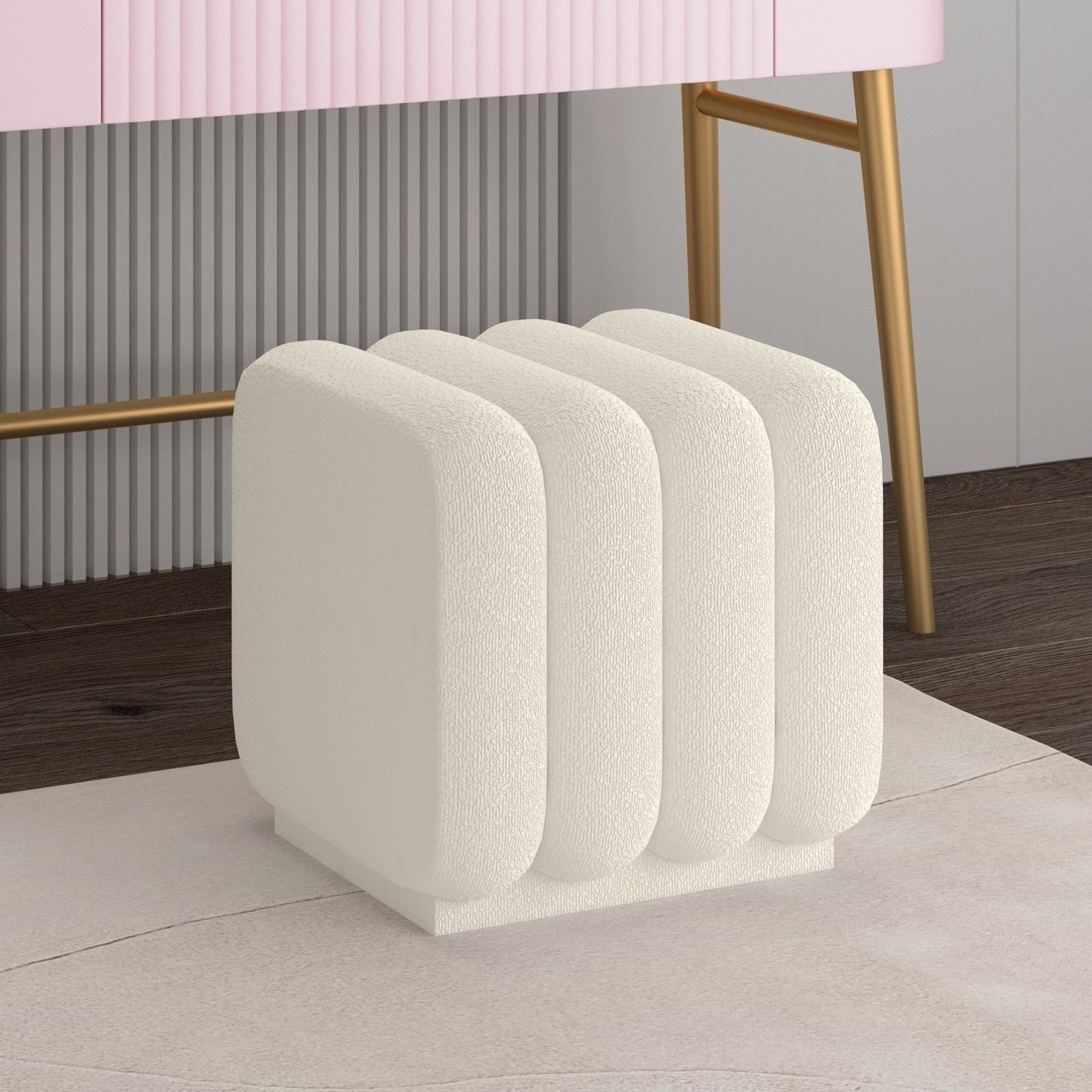 Rigel Ottoman Ivory Boucle - Image 3