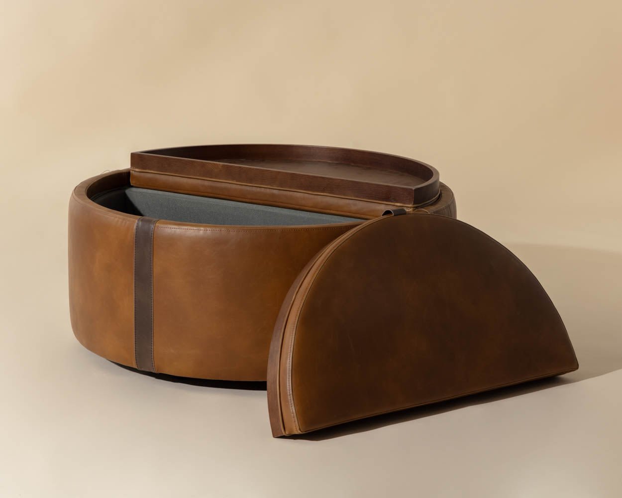 Borelli Wheeled Storage Ottoman Tobacco Tan / Autumn Chestnut - Image 4