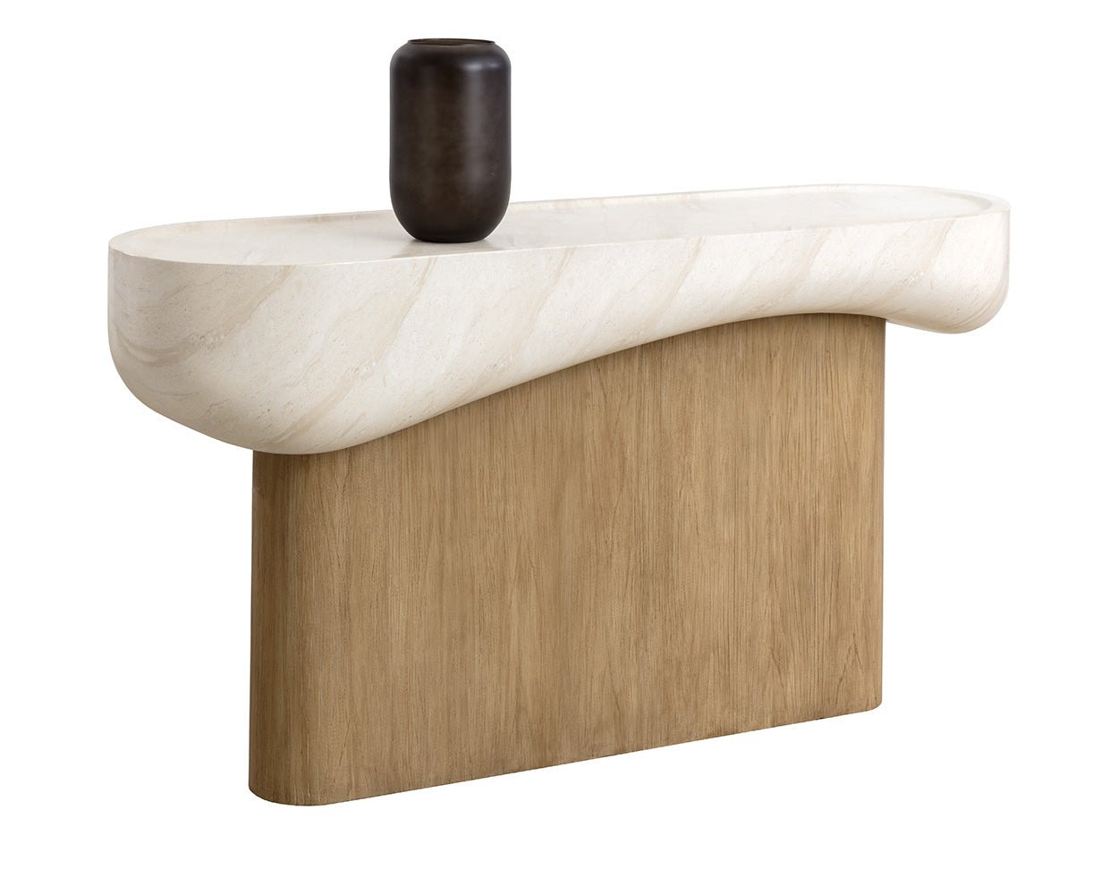 Oreste Console Table - Travertine Look - Cream Light Brown - Image 4