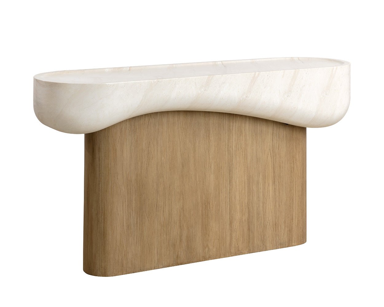 Oreste Console Table - Travertine Look - Cream Light Brown - Image 6