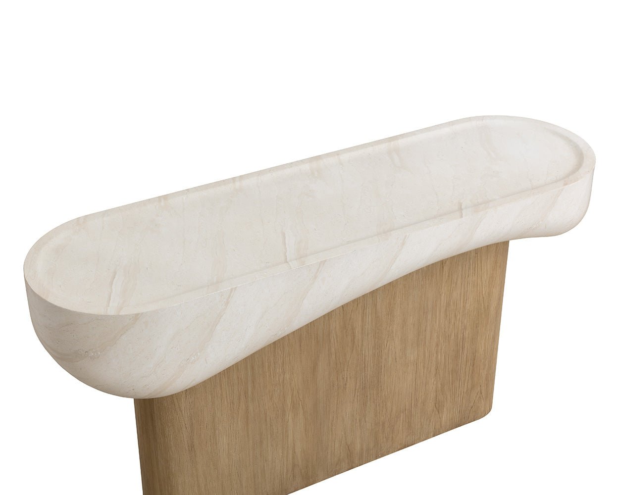 Oreste Console Table - Travertine Look - Cream Light Brown - Image 7