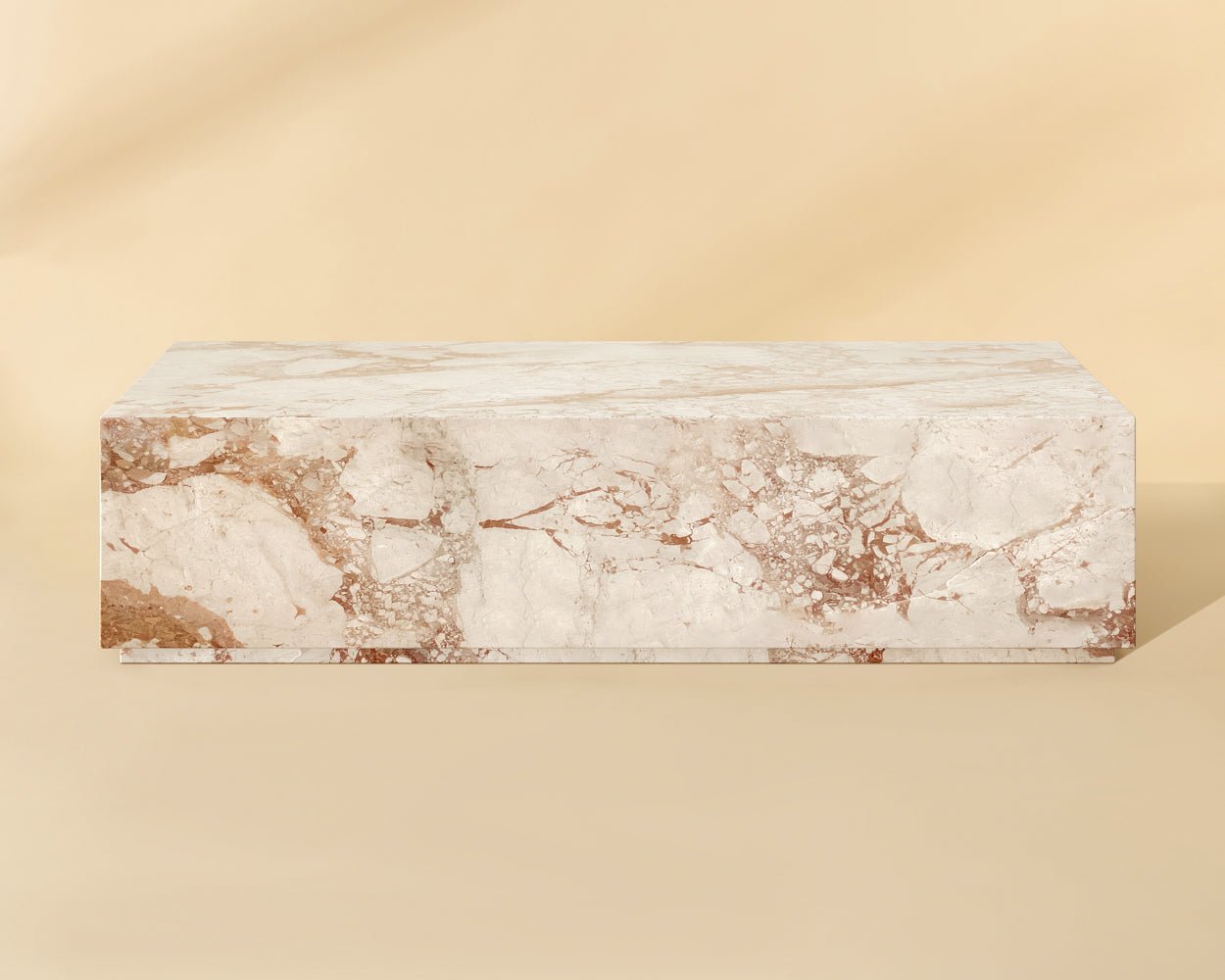 Laros Coffee Table - Rectangular Crema Breccia Marble - Image 3