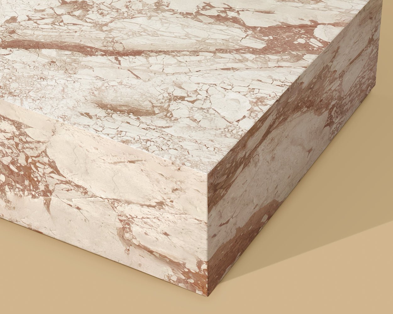 Laros Coffee Table - Rectangular Crema Breccia Marble - Image 4