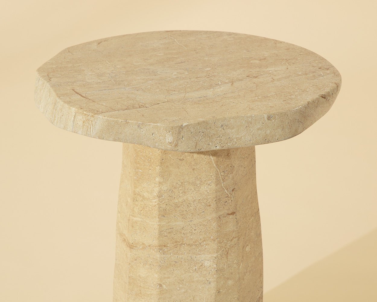 Baldur End Table - Travertine Look Travertine Look - Image 3