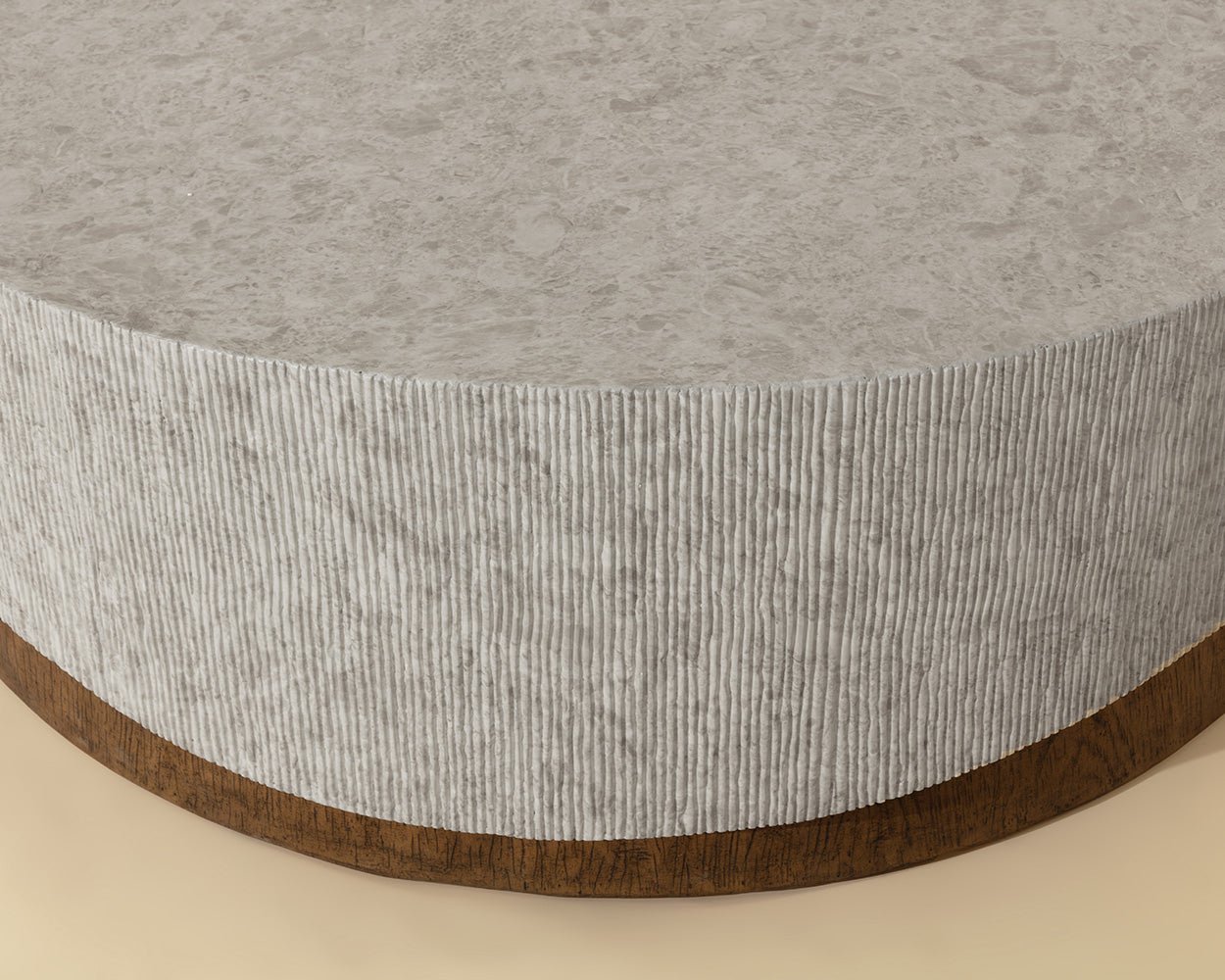 Leda Coffee Table - Round Grey Marble - Image 3