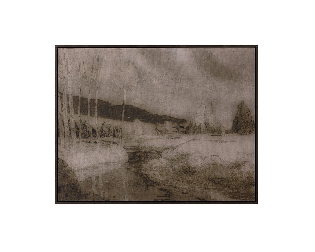 Antique Landscape - 50" X 35" - Dark Brown Floater Frame Brown - Image 6