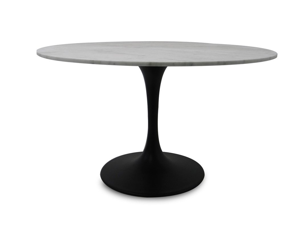 Valencia Round Dining Table - White Marble/ Matte Black Base - Image 2