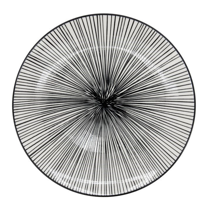 Kiri Porcelain 8.5" Diameter Side Plate - Black Line