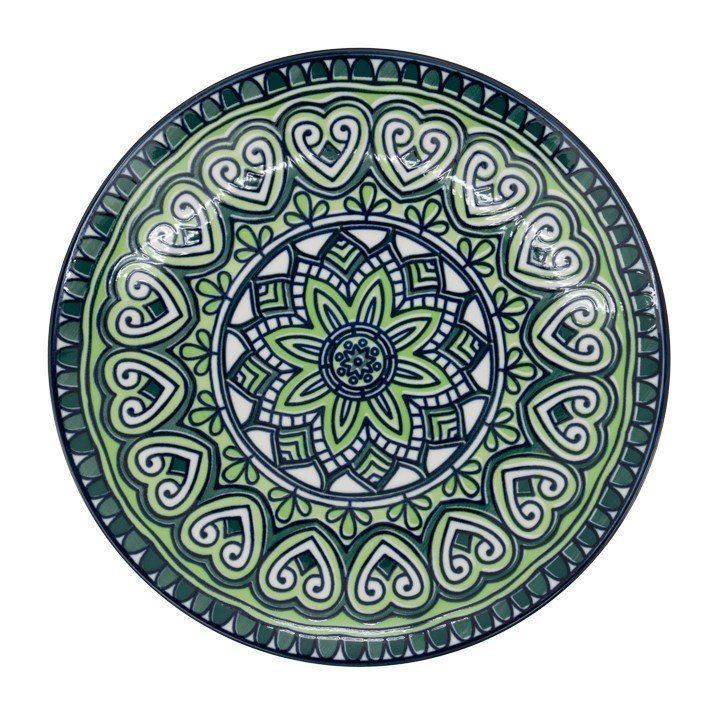 Kiri Porcelain 8.5" Diameter Side Plate - Green Mandala