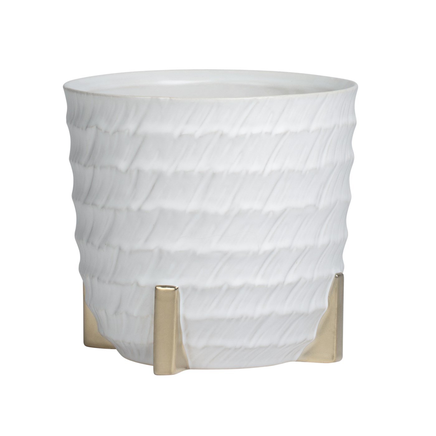Rido Ripple 6dx5.5h" Ceramic Gold Footed Drop Pot Planter - Image 2