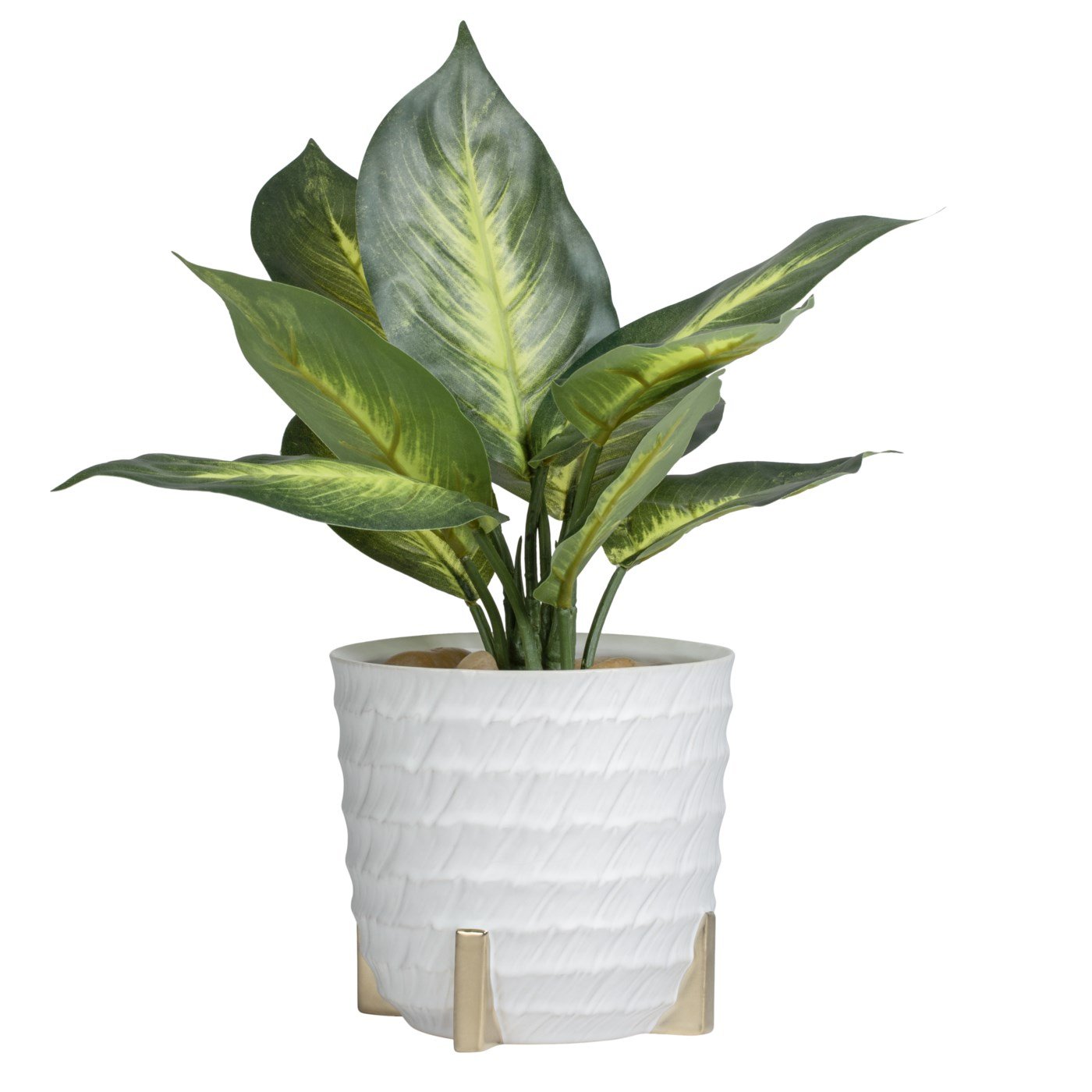 Rido Ripple 6dx5.5h" Ceramic Gold Footed Drop Pot Planter - Image 3