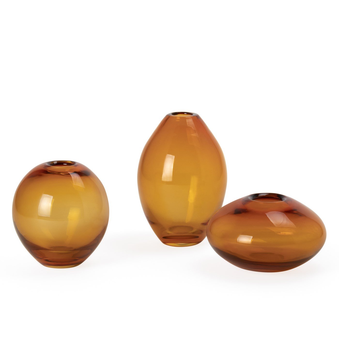 Mini Lustre Assorted 3 Piece Amber Glass Vase Set - Image 2