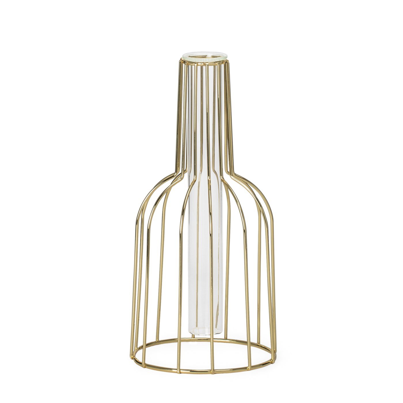 Wire Bottle Shape 8.5h" Pendant Hanging Tube Vase - Gold - Image 2