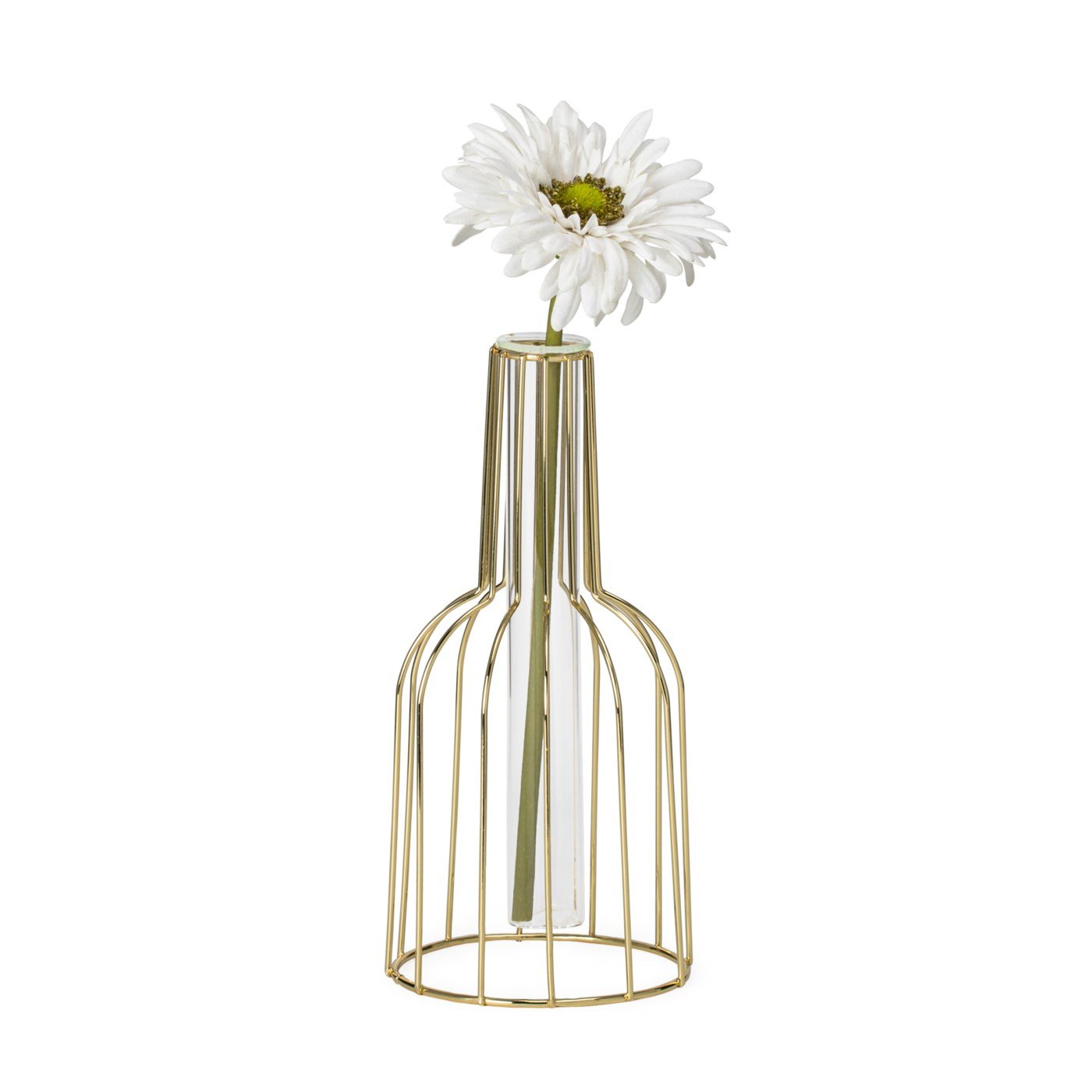 Wire Bottle Shape 8.5h" Pendant Hanging Tube Vase - Gold - Image 3