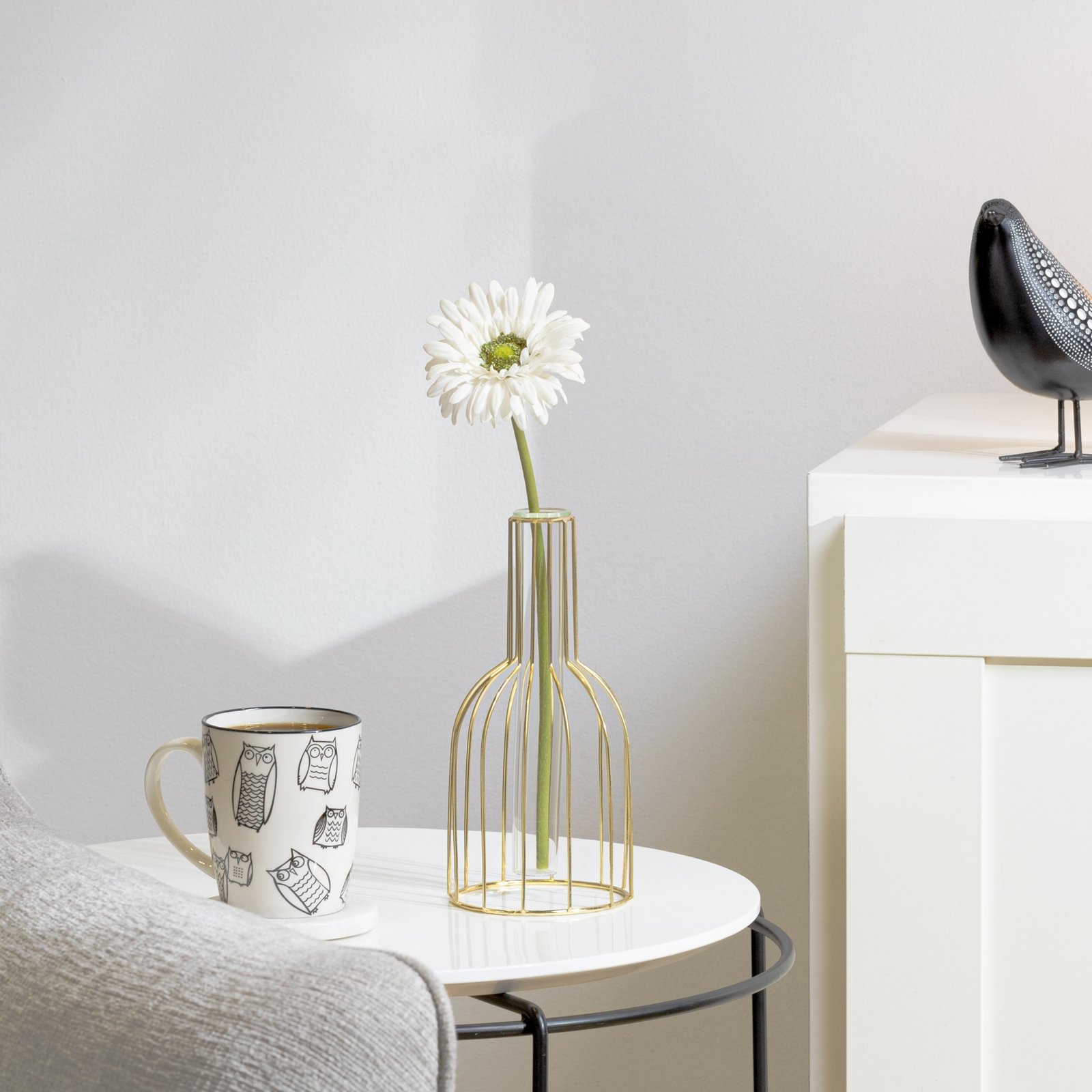 Wire Bottle Shape 8.5h" Pendant Hanging Tube Vase - Gold