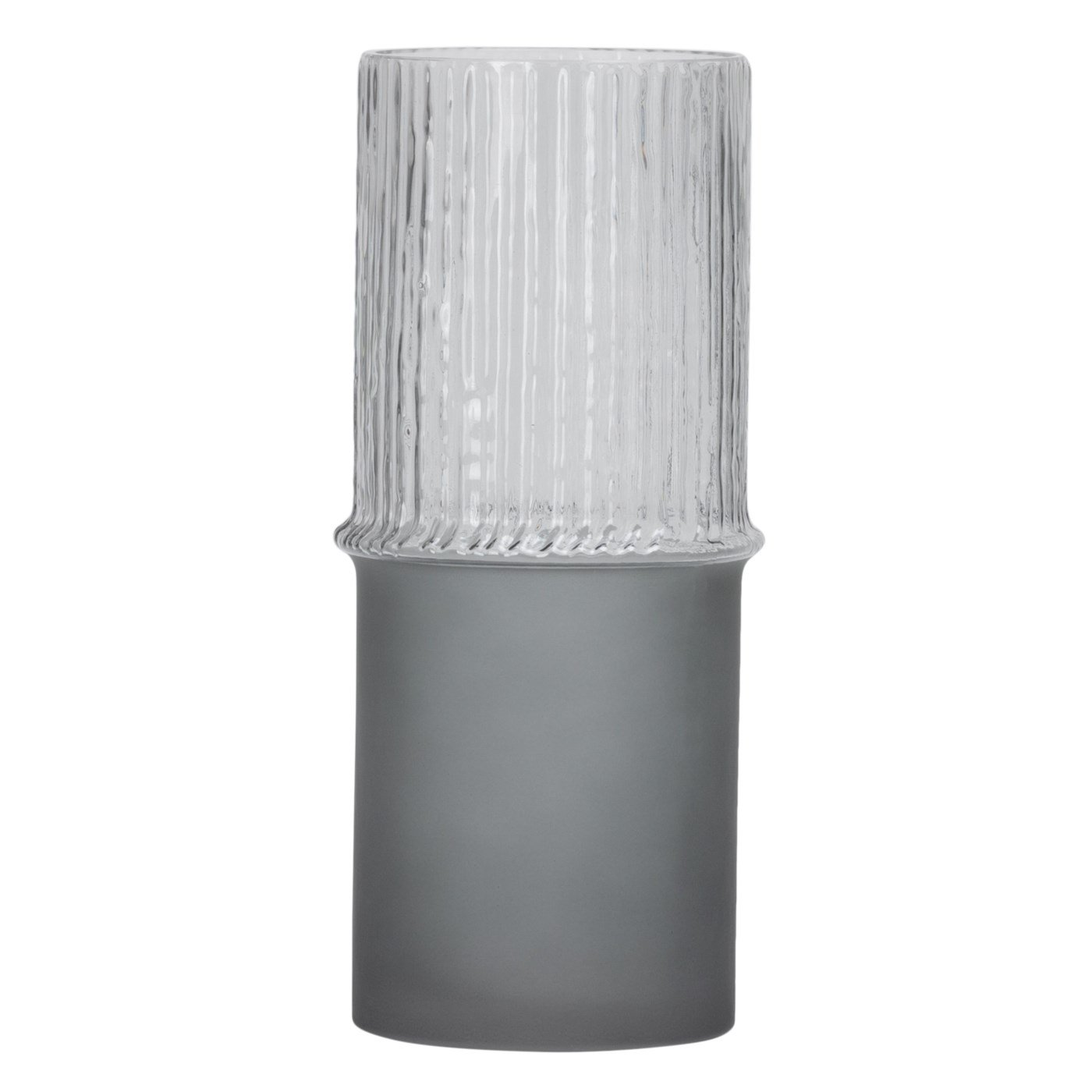 Tivoli Frosted Base 12h" Glass Cylinder Vase - Smoke - Image 2