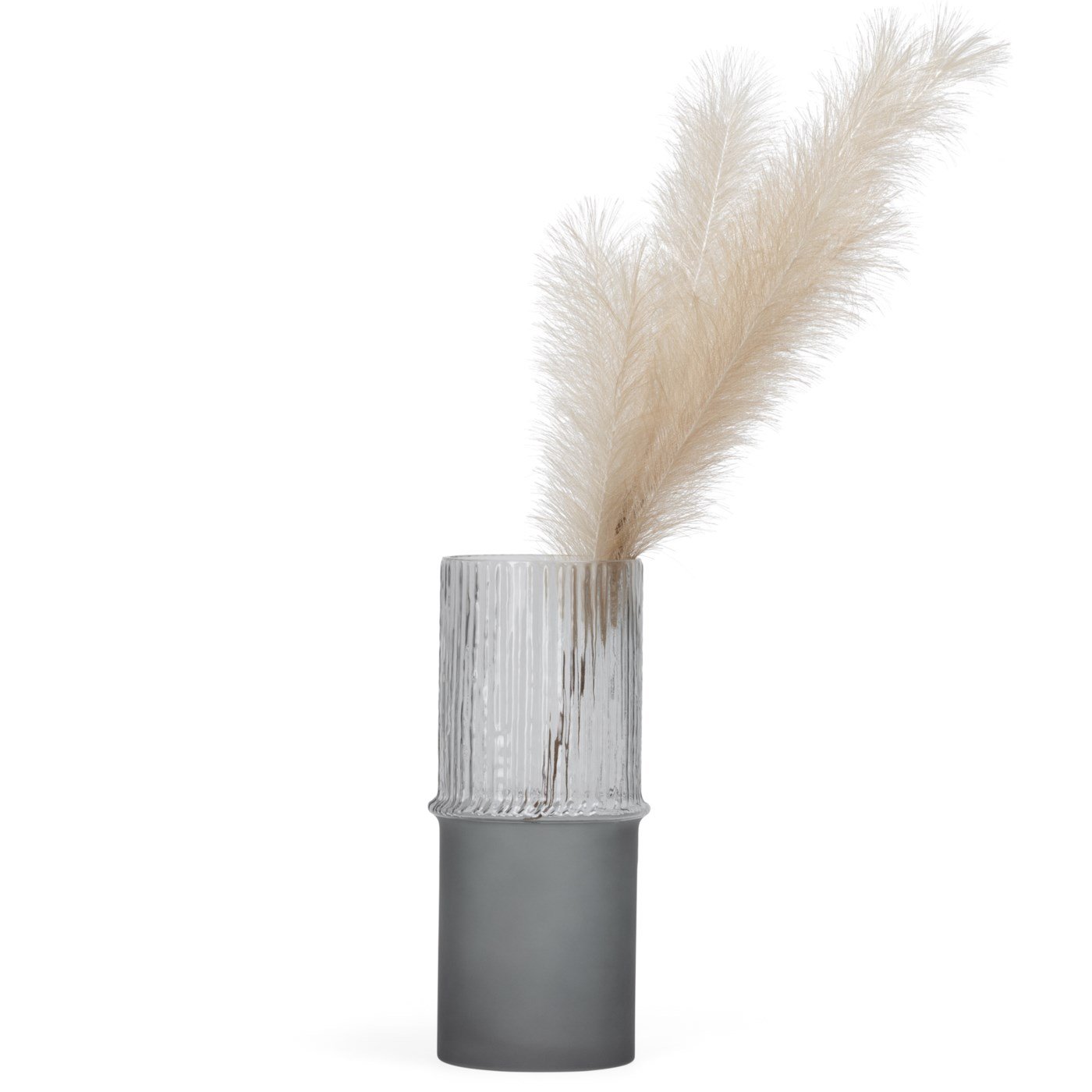 Tivoli Frosted Base 12h" Glass Cylinder Vase - Smoke - Image 3