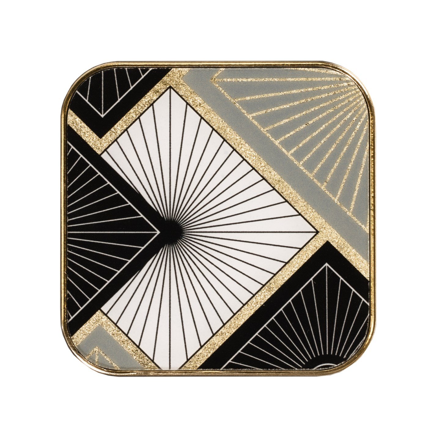Savoy Gold Trim 4 Piece Square Coaster Set - Radiant Tile - Image 3