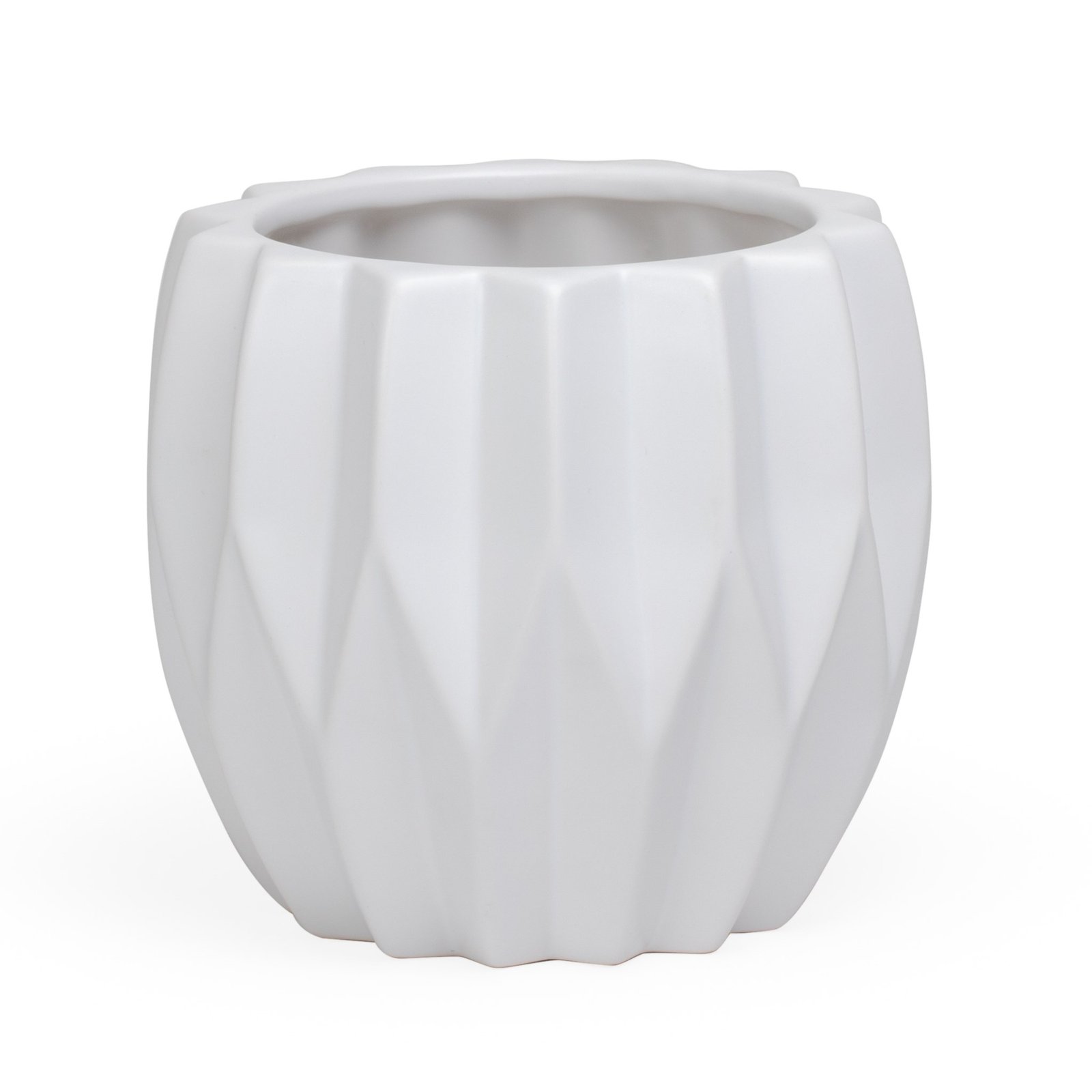 Aurora Pleated Ceramic 6dx5.5" Drop Pot Planter - Matte White