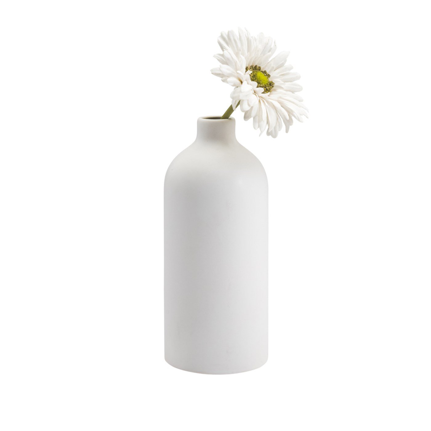 Komi 8 Inch Tall Ceramic Bottle Vase - White - Image 2
