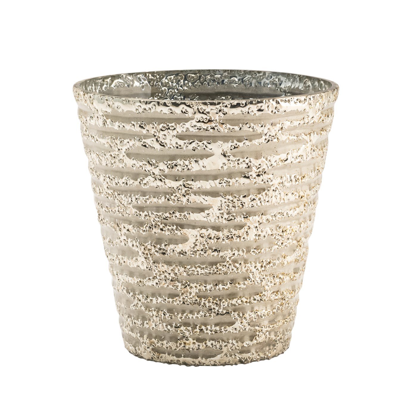 Etched Line Gold Lustre 6x6" Taper Glass Vase Drop Pot Planter - Image 4