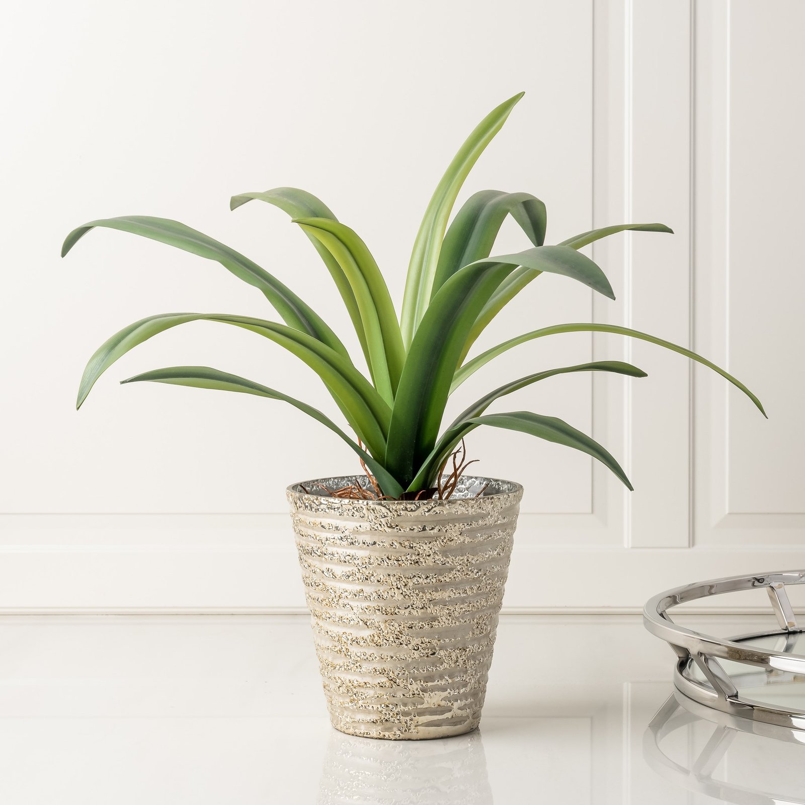 Etched Line Gold Lustre 6x6" Taper Glass Vase Drop Pot Planter