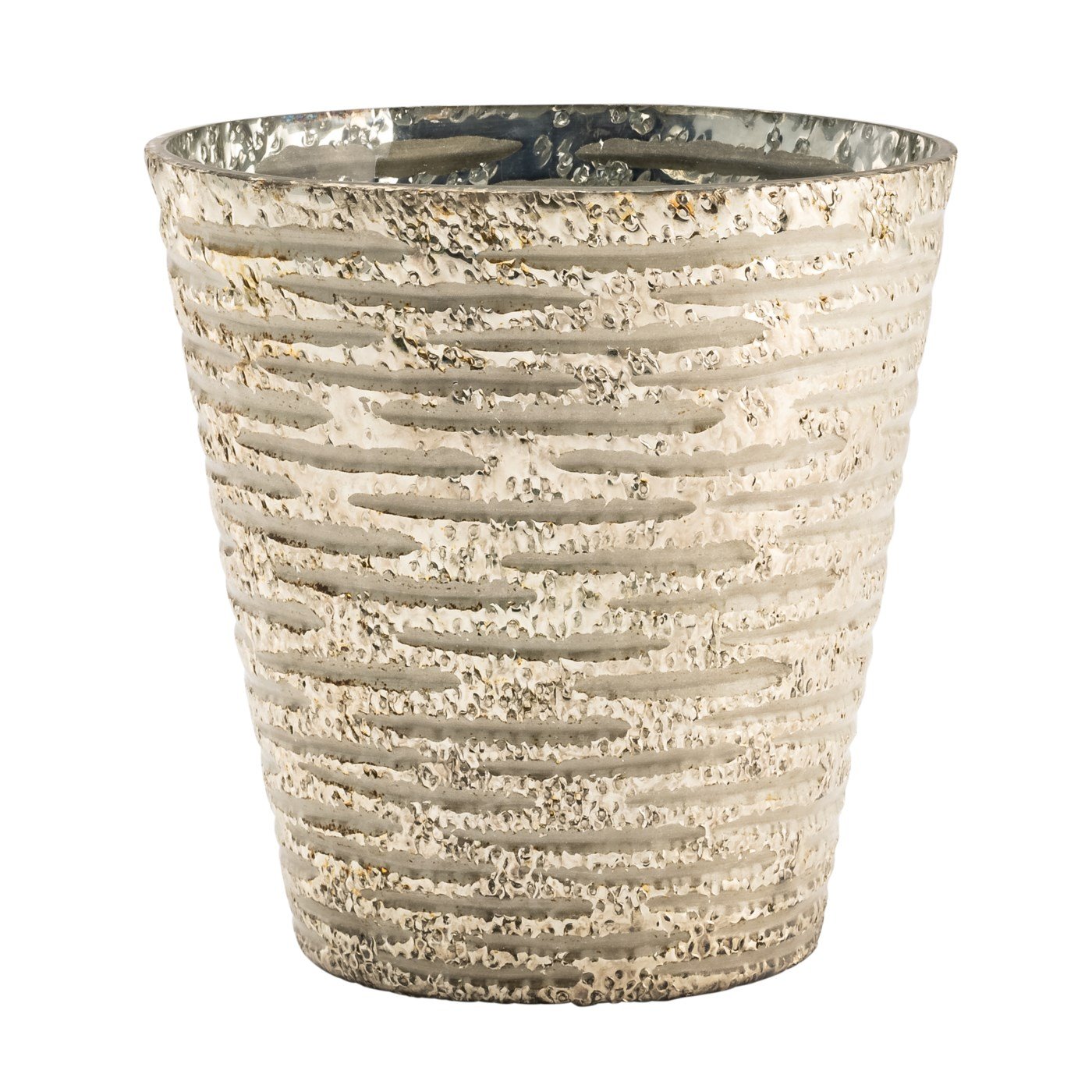 Etched Line Gold Lustre 7x7" Taper Glass Vase Drop Pot Planter - Image 5